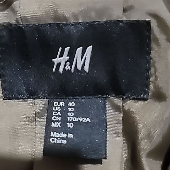 HM Brown and Black ColorBlock Trench Coat Sz 10 - Picture 7 of 8